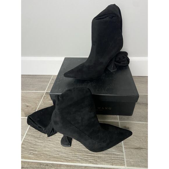 Women's Azalea Wang Thigh High Black Faux Suede Boots Spool Heel NEW Size 8 - Picture 1 of 3